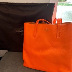 Kate spade orange Italian pebble leather tote bag